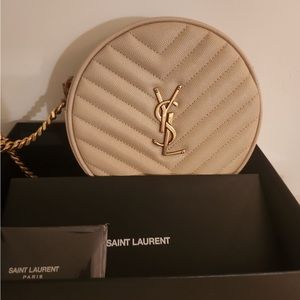 Authentic-YSL Vinyle Round Camera Bag